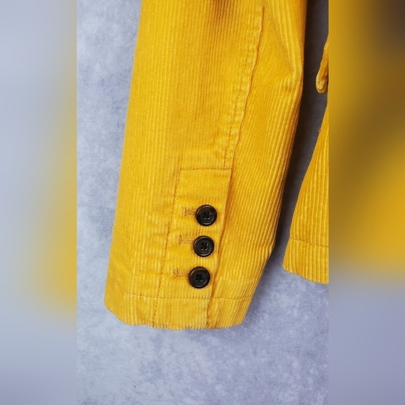 Gap BLAZER Women 1 MUSTARD YELLOW GOLD Corduroy LINED 3-Button ACADEMIA Preppy - Picture 9 of 11